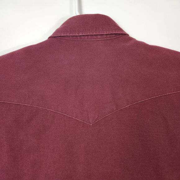 Vtg 90s Wrangler Mens L Pearl Snap Buttons Western Yoke Southwestern Chore Wear - Picture 10 of 14